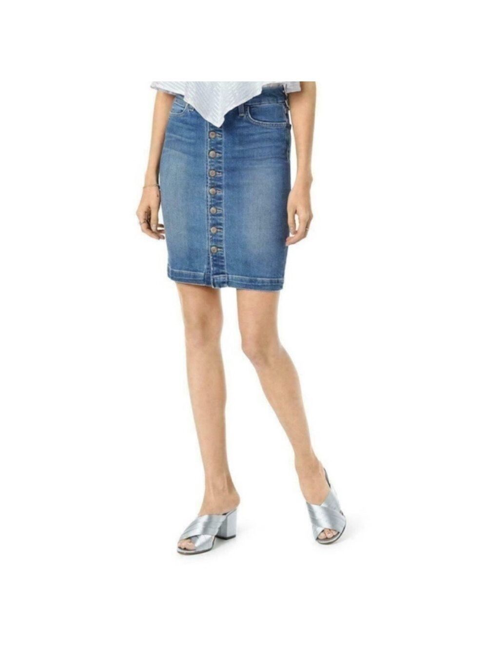 Joe's Jeans Kerrigan Denim Button Front Pencil Skirt, size 28